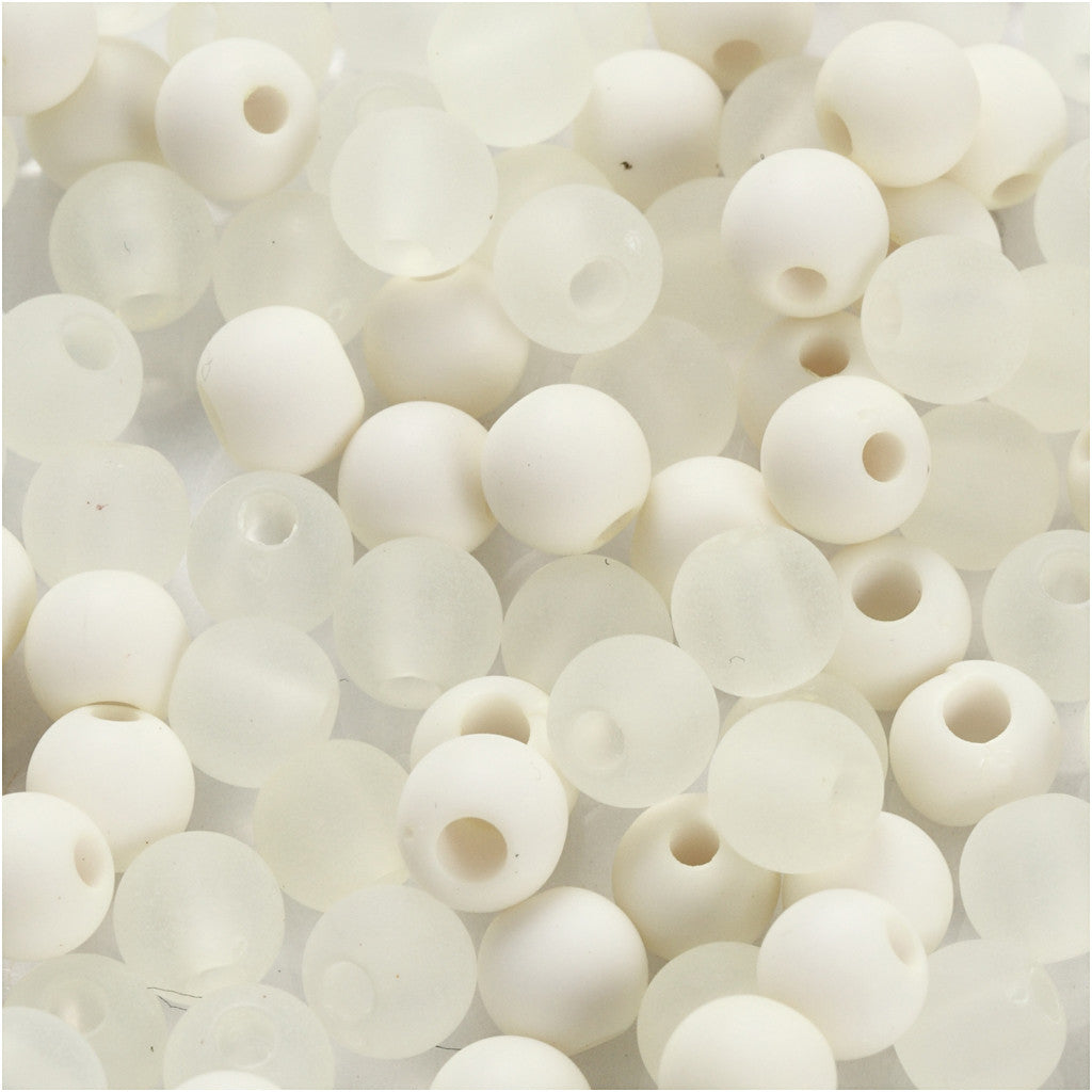Perles en plastique, d 6 mm, diamètre intérieur 2 mm, ca. 150 pièce, crème, 40 gr/ 1 Pq. [HOB-69588]