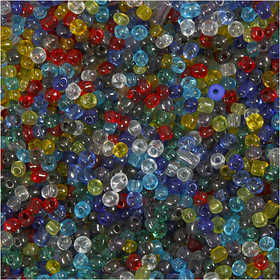 Perles de Rocaille, d 4 mm, dim. 6/0, diamètre intérieur 0,9-1,2 mm, brillant transparent, 130 gr/ 1 Pq. [HOB-696723]