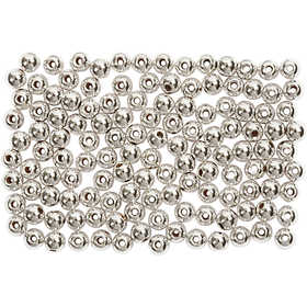Perles de Cire, d 3 mm, diamètre intérieur 0,7 mm, argent, 150 pièces/ 1 Pq. [HOB-698041]