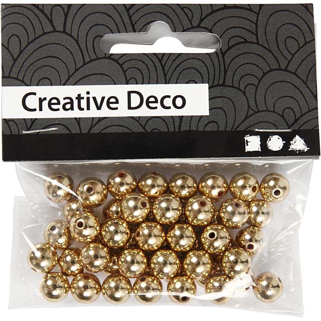 Perles de Cire, d 8 mm, diamètre intérieur 1 mm, or, 50 pièces/ 1 Pq. [HOB-698221]