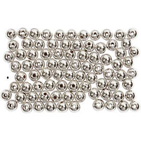 Perles de Cire, d 4 mm, diamètre intérieur 0,7 mm, argent, 150 pièces/ 1 Pq. [HOB-698341]