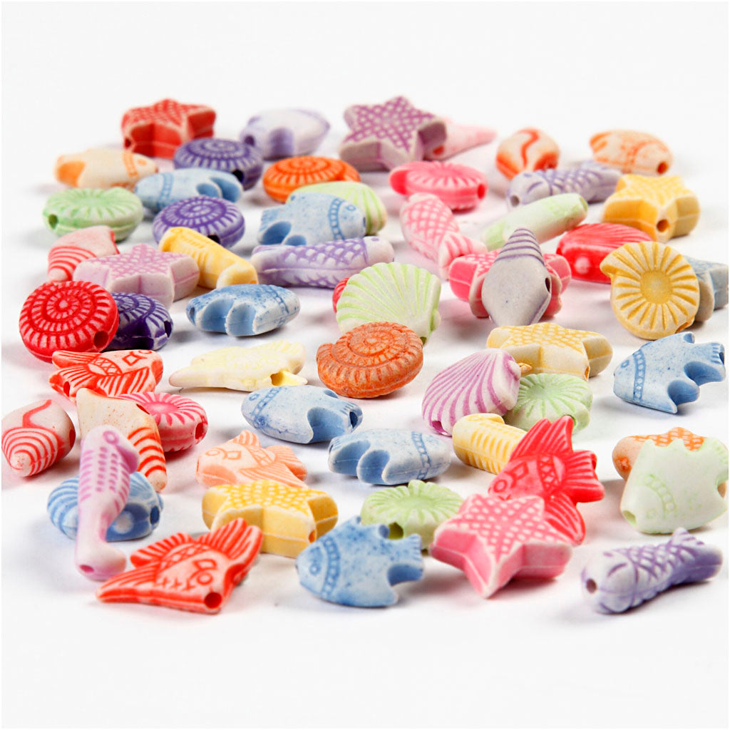 Pastel Mix, size 9-12 mm, hole size 1,2 mm, ca. 380 pc, 110 g, 175 ml