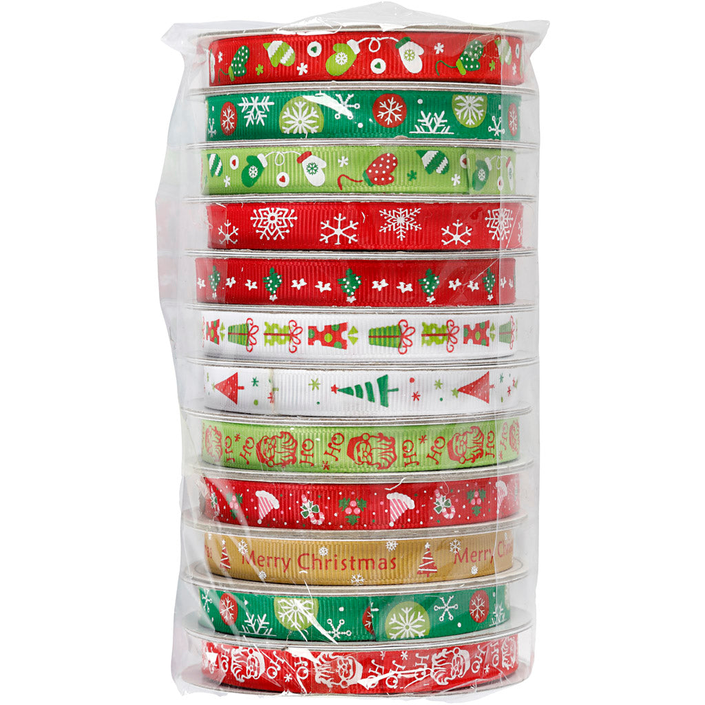 Ruban de Noël, L : 10 mm, 12x3 m/ 1 Pq. [HOB-721257]