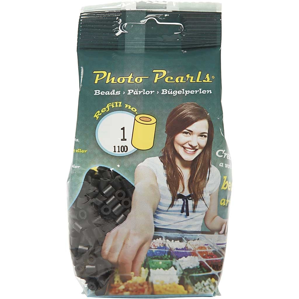 Perles à repasser, dim. 5x5 mm, diamètre intérieur 2,5 mm, medium, noir (32220), 1100 pièces/ 1 Pq. [HOB-751010]