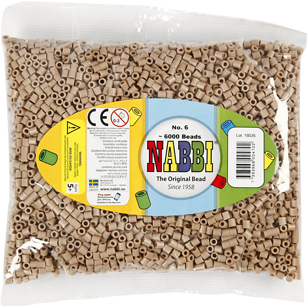 Perles à repasser, dim. 5x5 mm, diamètre intérieur 2,5 mm, medium, beige (32248), 6000 pièces/ 1 Pq. [HOB-751061]