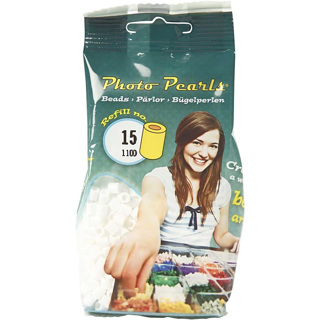 Perles à repasser, dim. 5x5 mm, diamètre intérieur 2,5 mm, medium, blanc (32221), 1100 pièces/ 1 Pq. [HOB-751150]