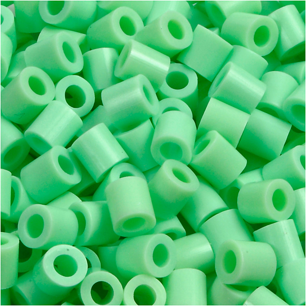 Fuse Beads, size 5x5 mm, hole size 2,5 mm, medium, pastel green (32252), 1100 pc
