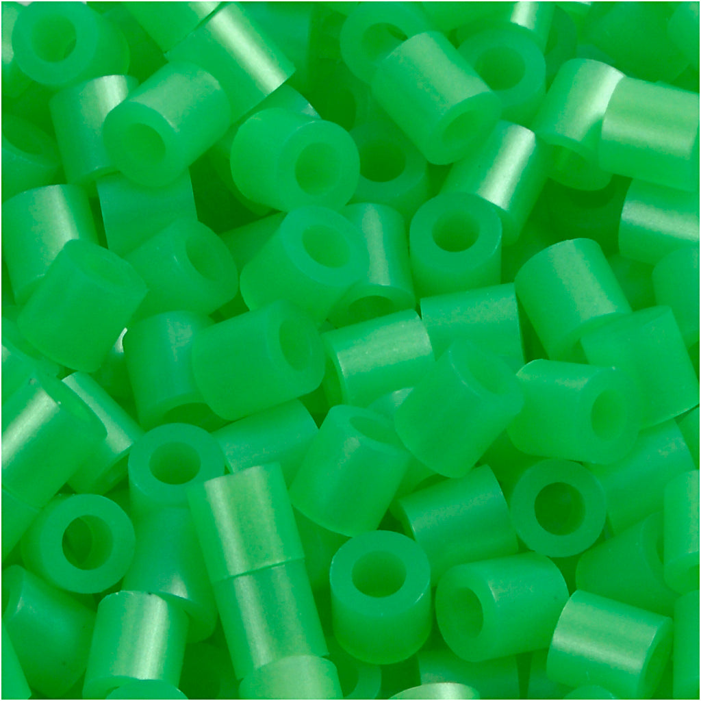 Fuse Beads, size 5x5 mm, hole size 2,5 mm, medium, green mother-of-pearl (32240), 1100 pc