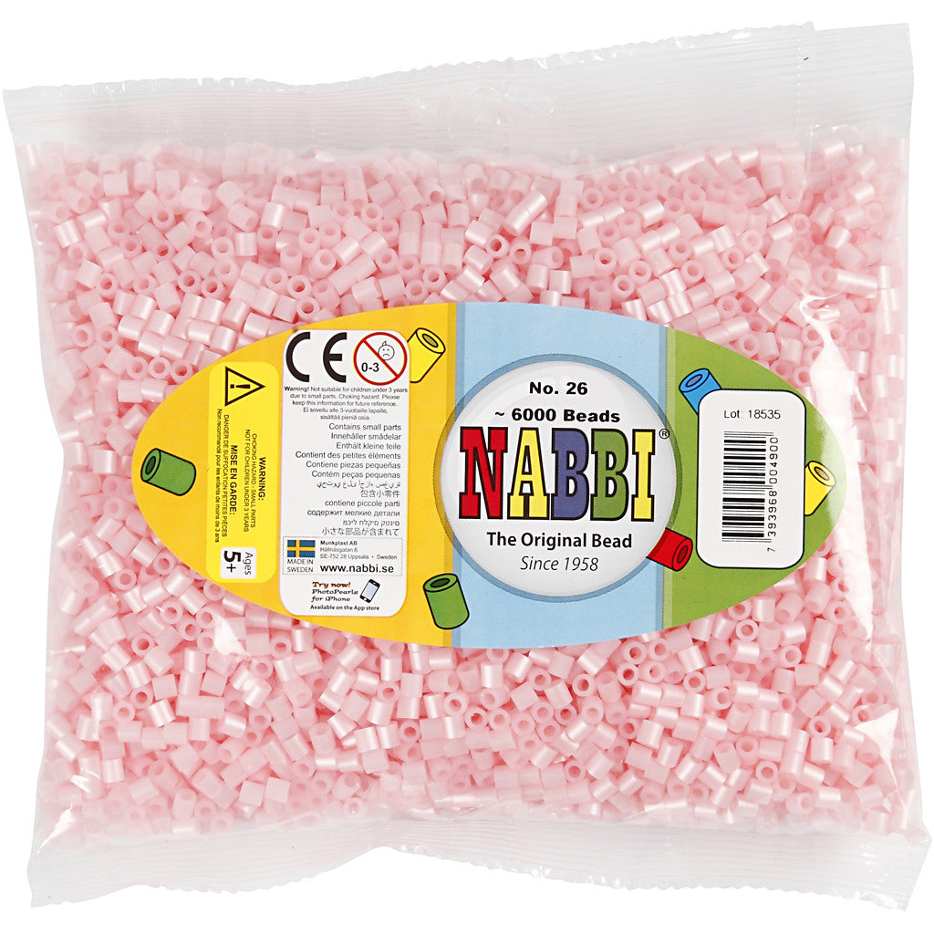 Perles à repasser, dim. 5x5 mm, diamètre intérieur 2,5 mm, medium, rose nacrées (32259), 6000 pièces/ 1 Pq. [HOB-751261]