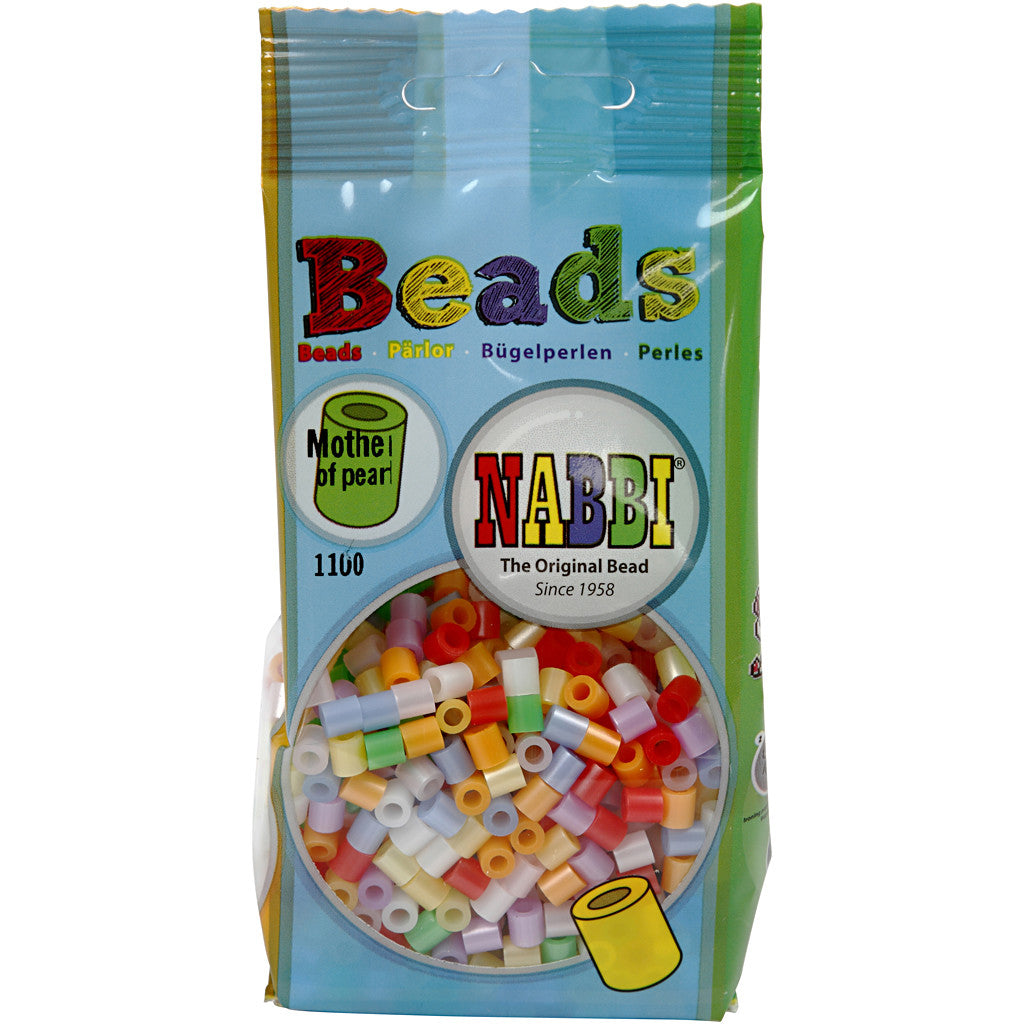 Perles à repasser, dim. 5x5 mm, diamètre intérieur 2,5 mm, medium, couleurs nacrées, 1100 ass./ 1 Pq. [HOB-75263]