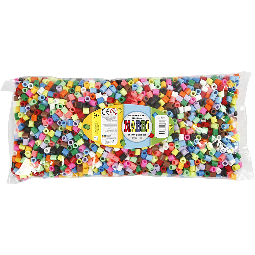 Perles à repasser, dim. 10x10 mm, diamètre intérieur 5,5 mm, JUMBO, couleur extra, 3200 ass./ 1 Pq. [HOB-753541]