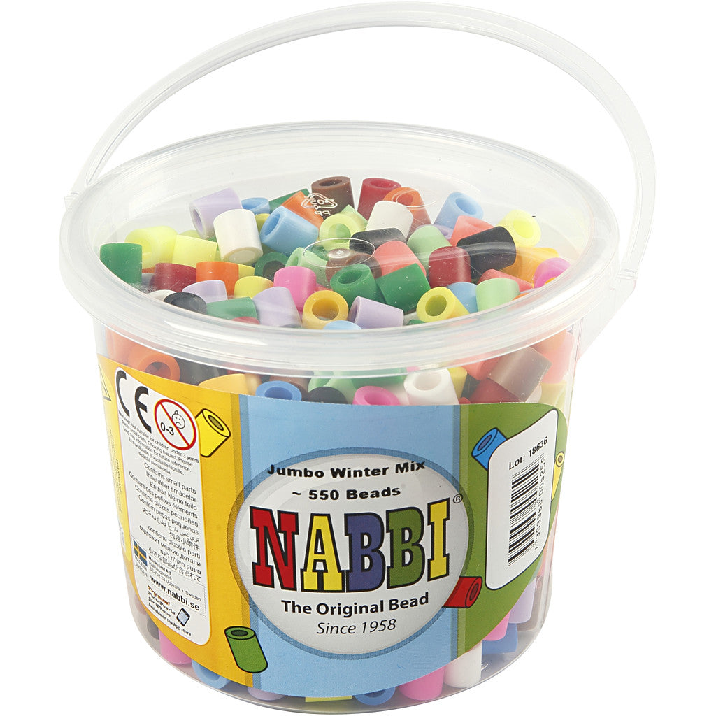 Perles à repasser, dim. 10x10 mm, diamètre intérieur 5,5 mm, JUMBO, couleur extra, 550 ass./ 1 Pq. [HOB-753544]