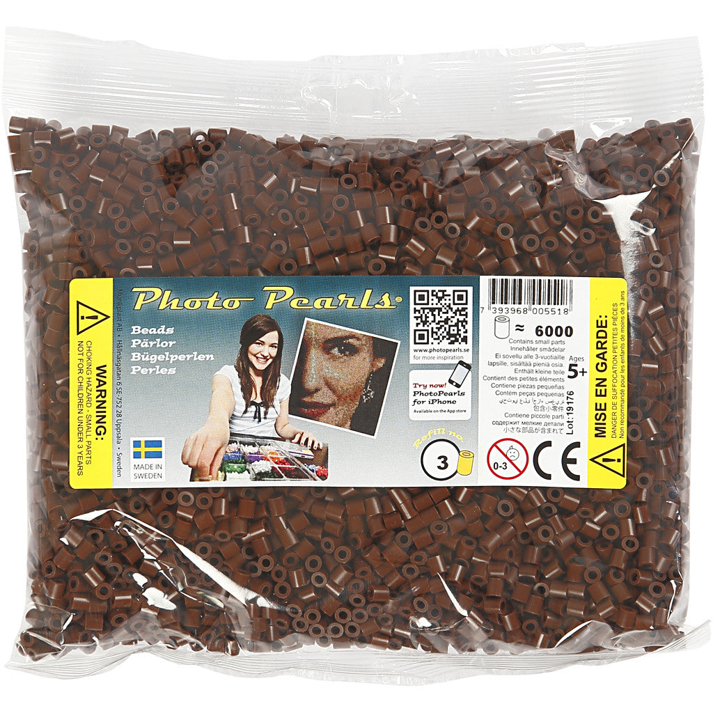 Photo Pearls, dim. 5x5 mm, diamètre intérieur 2,5 mm, medium, brun (3), 6000 pièces/ 1 Pq. [HOB-75503]