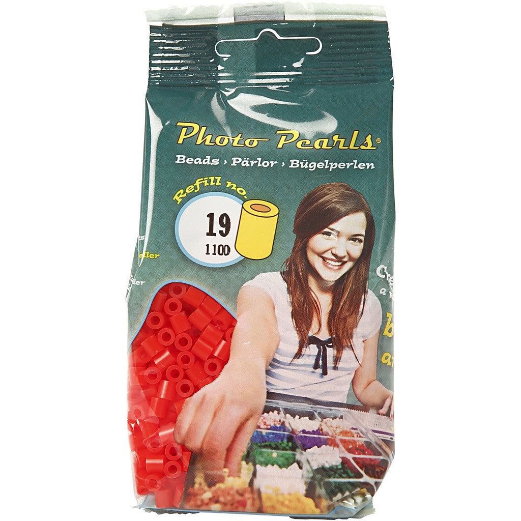 Photo Pearls, dim. 5x5 mm, diamètre intérieur 2,5 mm, medium, rouge (19), 1100 pièces/ 1 Pq. [HOB-755190]