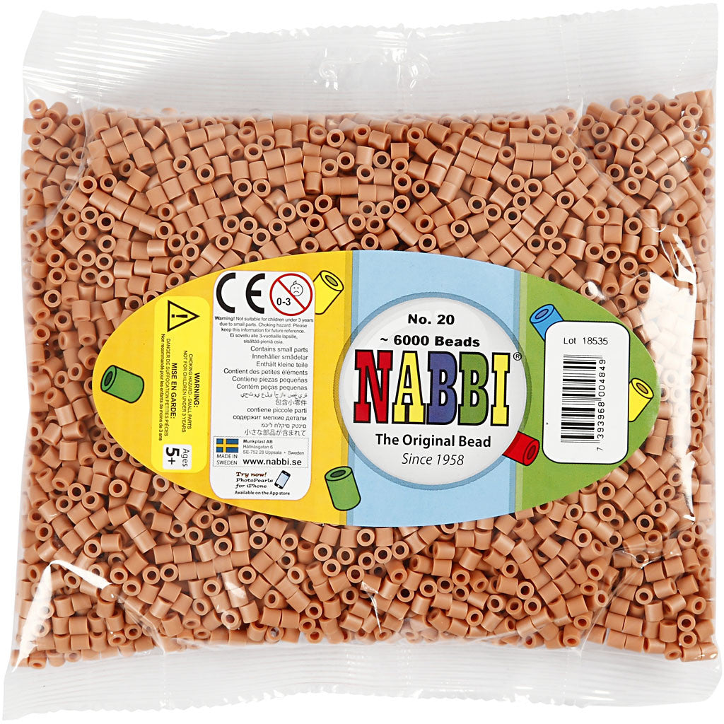 Photo Pearls, dim. 5x5 mm, diamètre intérieur 2,5 mm, medium, brun clair (20), 6000 pièces/ 1 Pq. [HOB-75520]