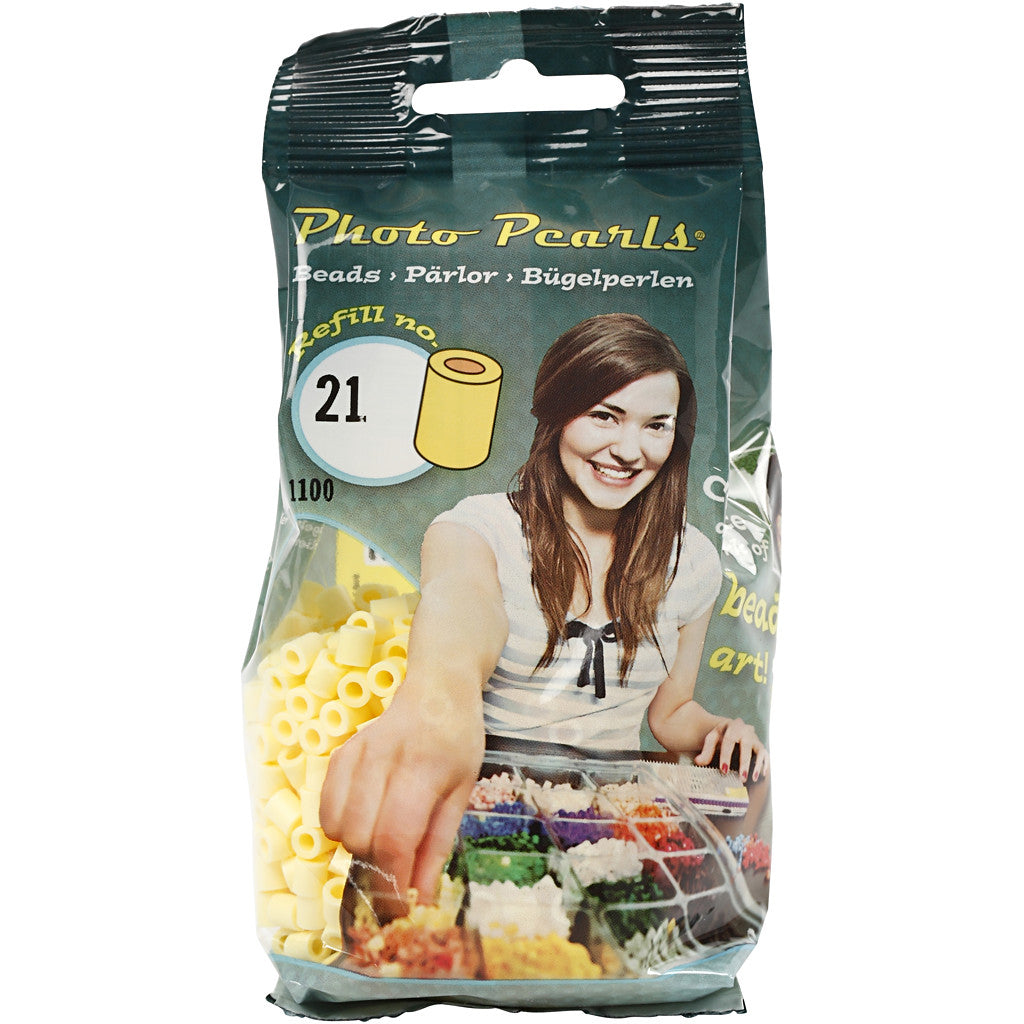 Photo Pearls, dim. 5x5 mm, diamètre intérieur 2,5 mm, medium, jaune clair (21), 1100 pièces/ 1 Pq. [HOB-755210]