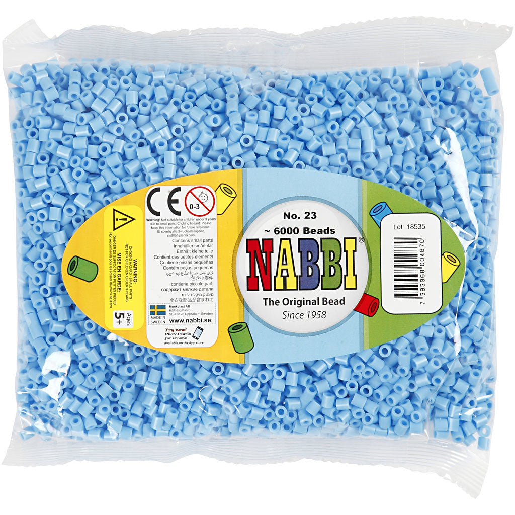 Photo Pearls, dim. 5x5 mm, diamètre intérieur 2,5 mm, medium, bleu pastel (23), 6000 pièces/ 1 Pq. [HOB-75523]