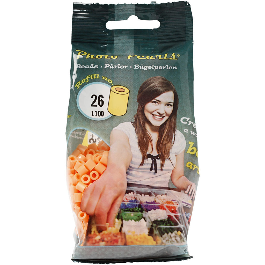 Photo Pearls, dim. 5x5 mm, diamètre intérieur 2,5 mm, medium, orange clair (26), 1100 pièces/ 1 Pq. [HOB-755260]