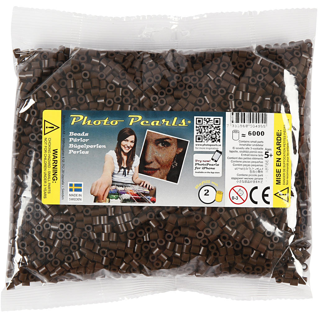 Photo Pearls, dim. 5x5 mm, diamètre intérieur 2,5 mm, medium, brun foncé (2), 6000 pièces/ 1 Pq. [HOB-75552]