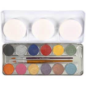 Maquillage Visage à Base d'eau, blanc, 12 couleurs/ 1 set [HOB-76139]