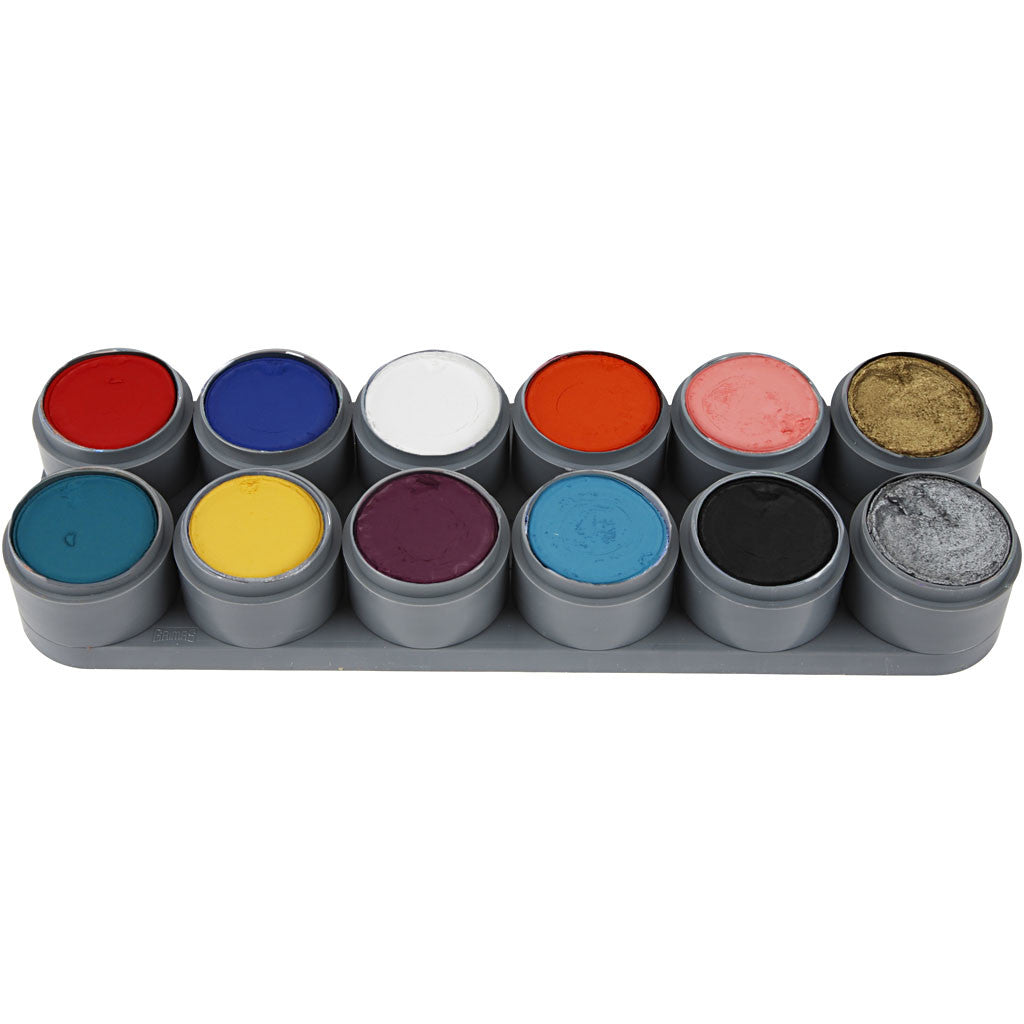 Palette de maquillage pour visage à base d'eau, ass. de couleurs, 12x15 ml/ 1 pièce [HOB-77003]