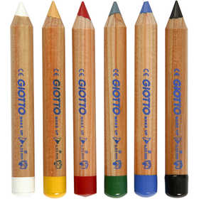 Crayons de maquillage, L : 9 cm, couleurs classiques, 6 pièces/ 1 Pq. [HOB-77200]