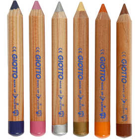 Crayons de maquillage, L : 9 cm, couleur extra, 6 pièces/ 1 Pq. [HOB-77202]