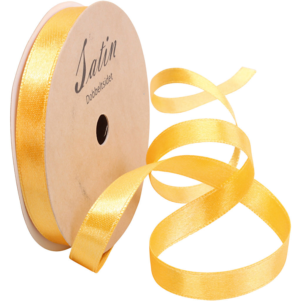 Ruban de satin, L : 10, jaune, 3x10 m/ 1 rouleau [HOB-780214]