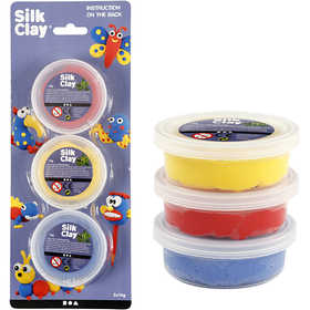 Silk Clay®, bleu, rouge, jaune, 3x14 gr/ 1 Pq. [HOB-78149]