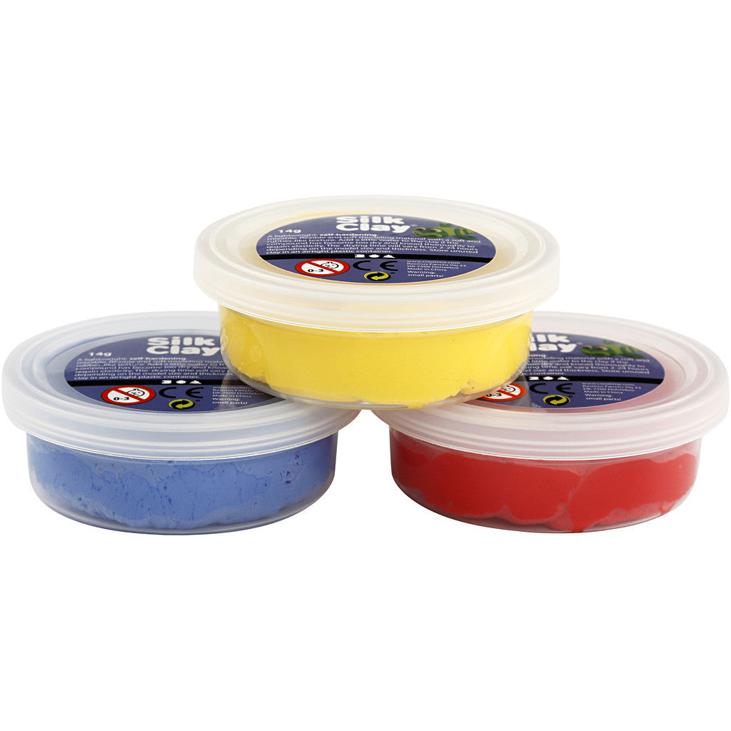 Silk Clay®, bleu, rouge, jaune, 3x14 gr/ 1 Pq. [HOB-78149]