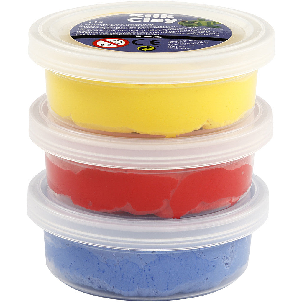 Silk Clay®, bleu, rouge, jaune, 3x14 gr/ 1 Pq. [HOB-78149]