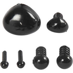 Yeux et museaux pour le modelage, d 3+6 mm, dim. 8x6+14x11 mm, noir, 20 set/ 1 Pq. [HOB-78281]