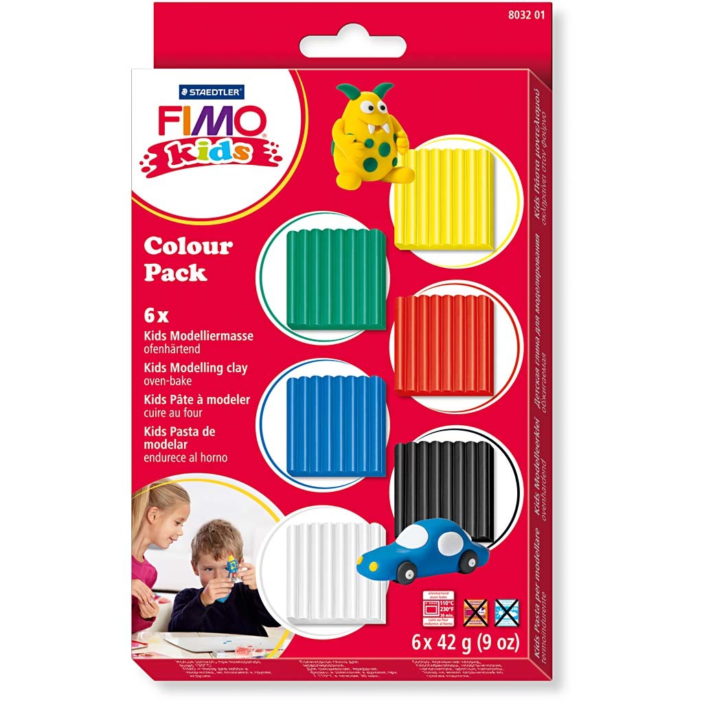 Pâte FIMO® pour Enfant, couleurs classiques, 6x42 gr/ 1 Pq. [HOB-78536]