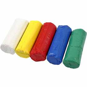 Pâte à Modeler , H : 9,5 cm, ass. de couleurs, 5x80 gr/ 1 seau [HOB-78690]