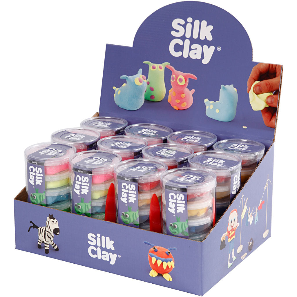 Silk Clay®, neon colours, standard colours, 12 set
