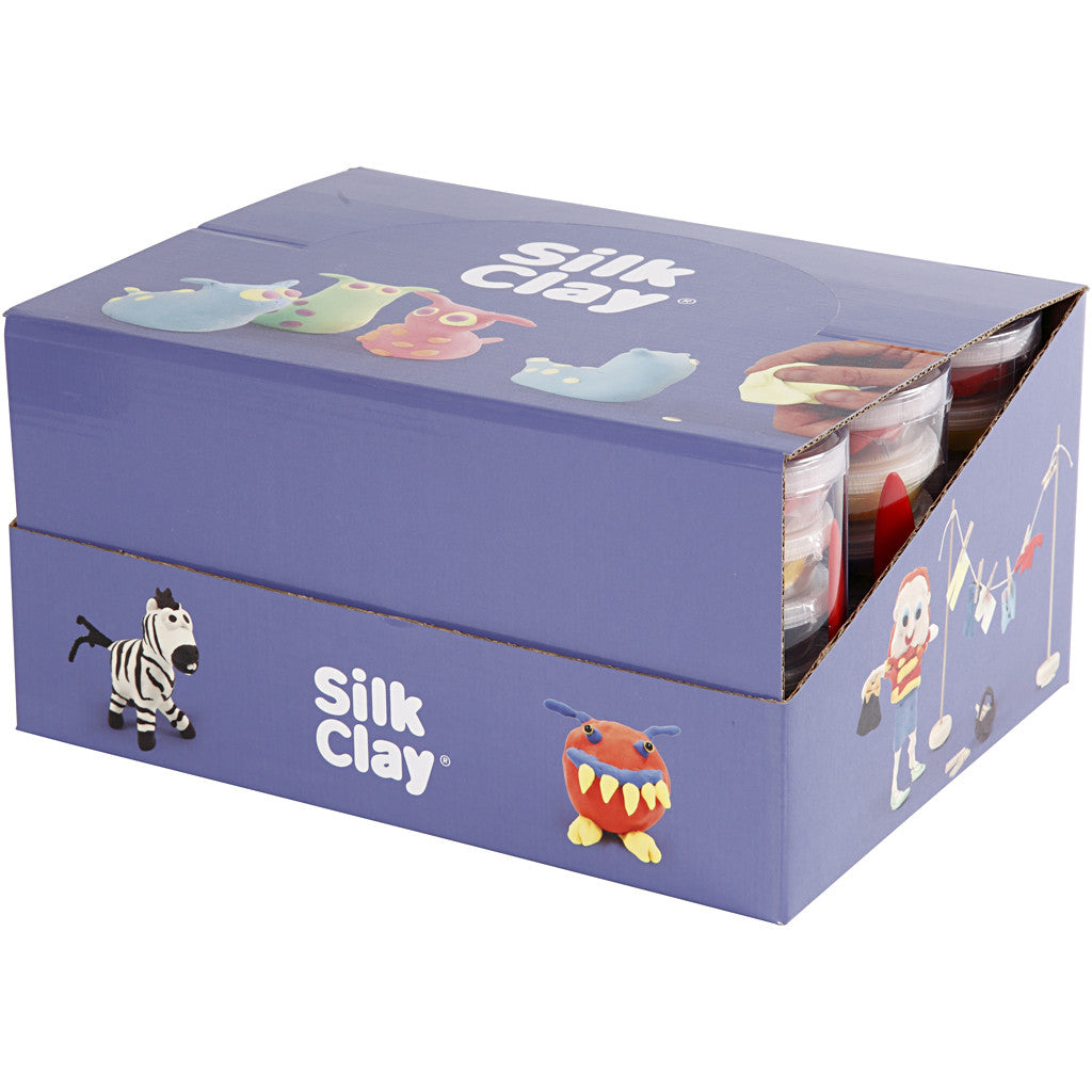 Silk Clay®, couleurs néons, couleurs classiques, 12 set/ 1 Pq. [HOB-78721]