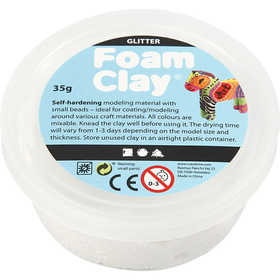 Foam Clay®, paillettes, blanc, 35 gr/ 1 boîte [HOB-78813]