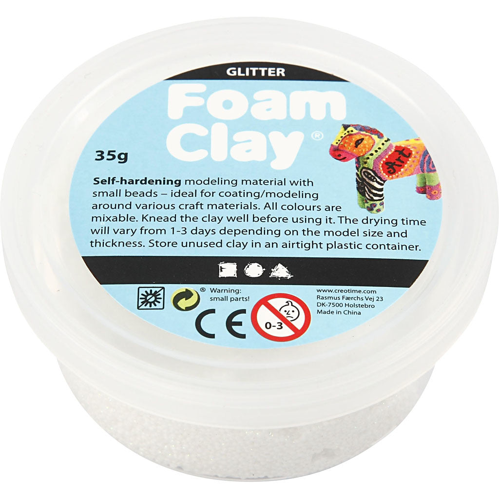 Foam Clay®, paillettes, blanc, 35 gr/ 1 boîte [HOB-78813]