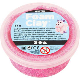Foam Clay®, paillettes, rose, 35 gr/ 1 boîte [HOB-788820]