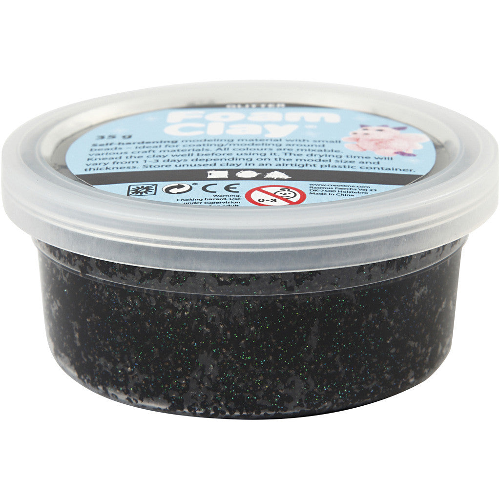 Foam Clay®, glitter noir, 35 gr/ 1 boîte [HOB-788860]