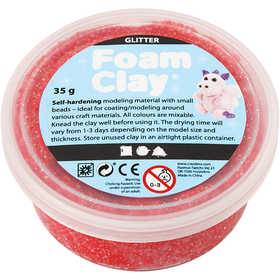 Foam Clay®, paillettes, rouge, 35 gr/ 1 boîte [HOB-788870]