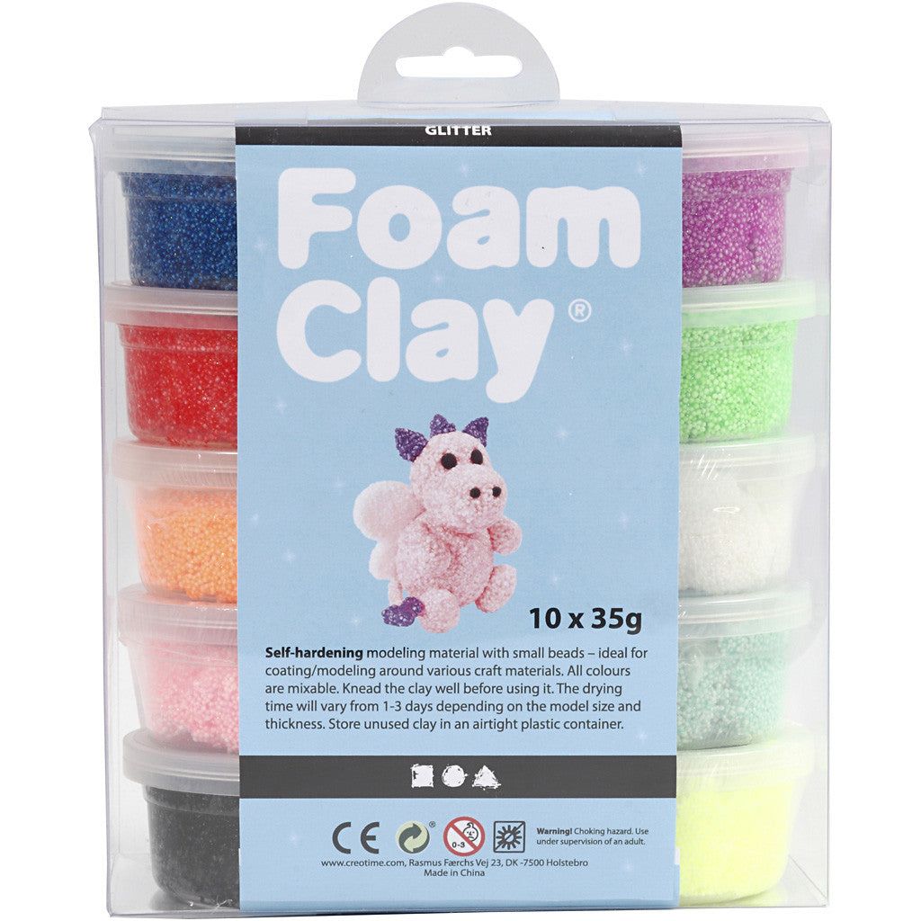 Foam Clay®, paillettes, ass. de couleurs, 10x35 gr/ 1 Pq. [HOB-78890]
