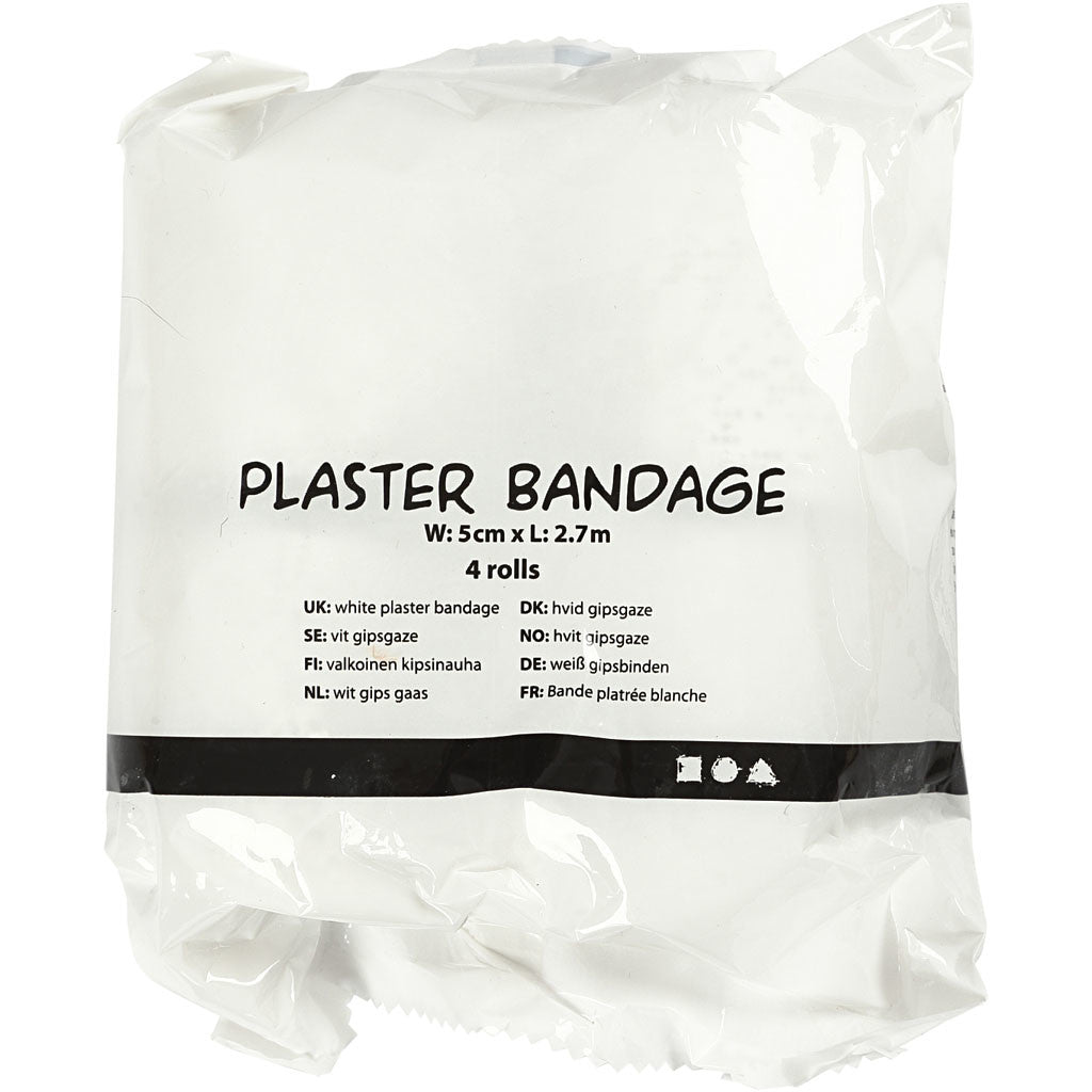 Gaze plâtrée, L : 2,7 M, L : 5 cm, blanc, 4 rouleau/ 1 Pq. [HOB-78912]