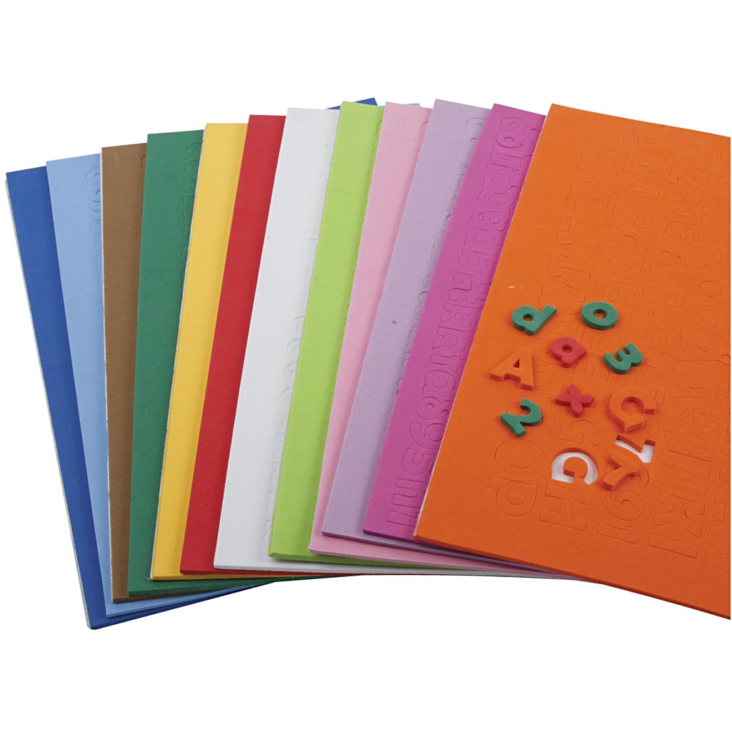 Autocollants en mousse, H : 20 mm, ép. 3 mm, ass. de couleurs, 24 flles ass./ 1 Pq. [HOB-79008]