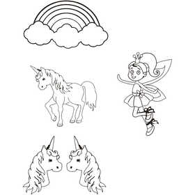 Feuilles de plastique thermorétractable avec motifs, licorne, feuille 10,5x14,5 cm, ép. 0,3 mm, transparent mat, 4 flles/ 1 Pq. [HOB-790711]