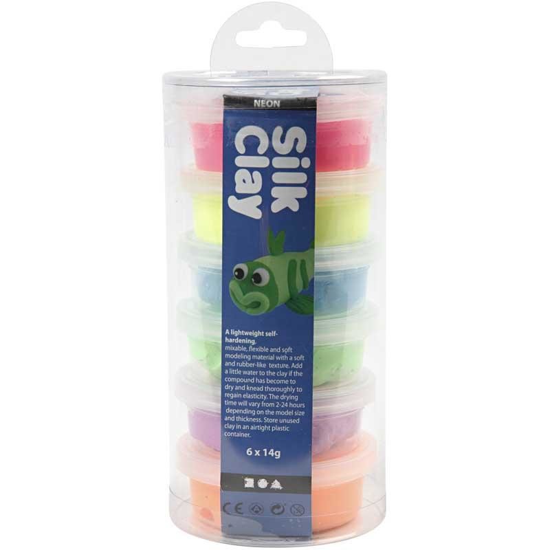 Silk Clay®, couleurs néons, 6x14 gr/ 1 Pq. [HOB-79140]