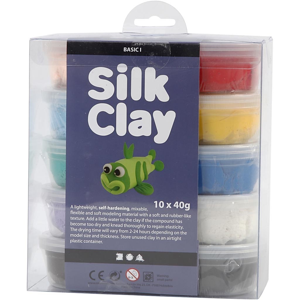 Silk Clay®, Basic 1, ass. de couleurs, 10x40 gr/ 1 Pq. [HOB-79143]