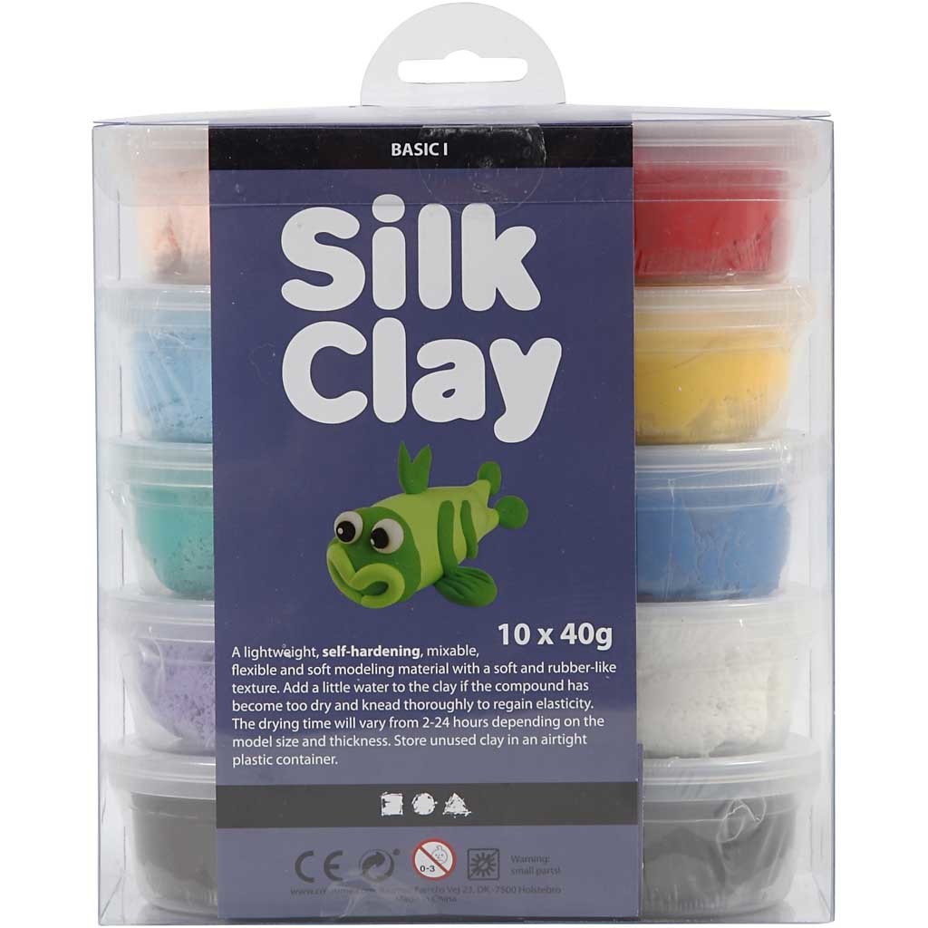 Silk Clay®, Basic 1, ass. de couleurs, 10x40 gr/ 1 Pq. [HOB-79143]
