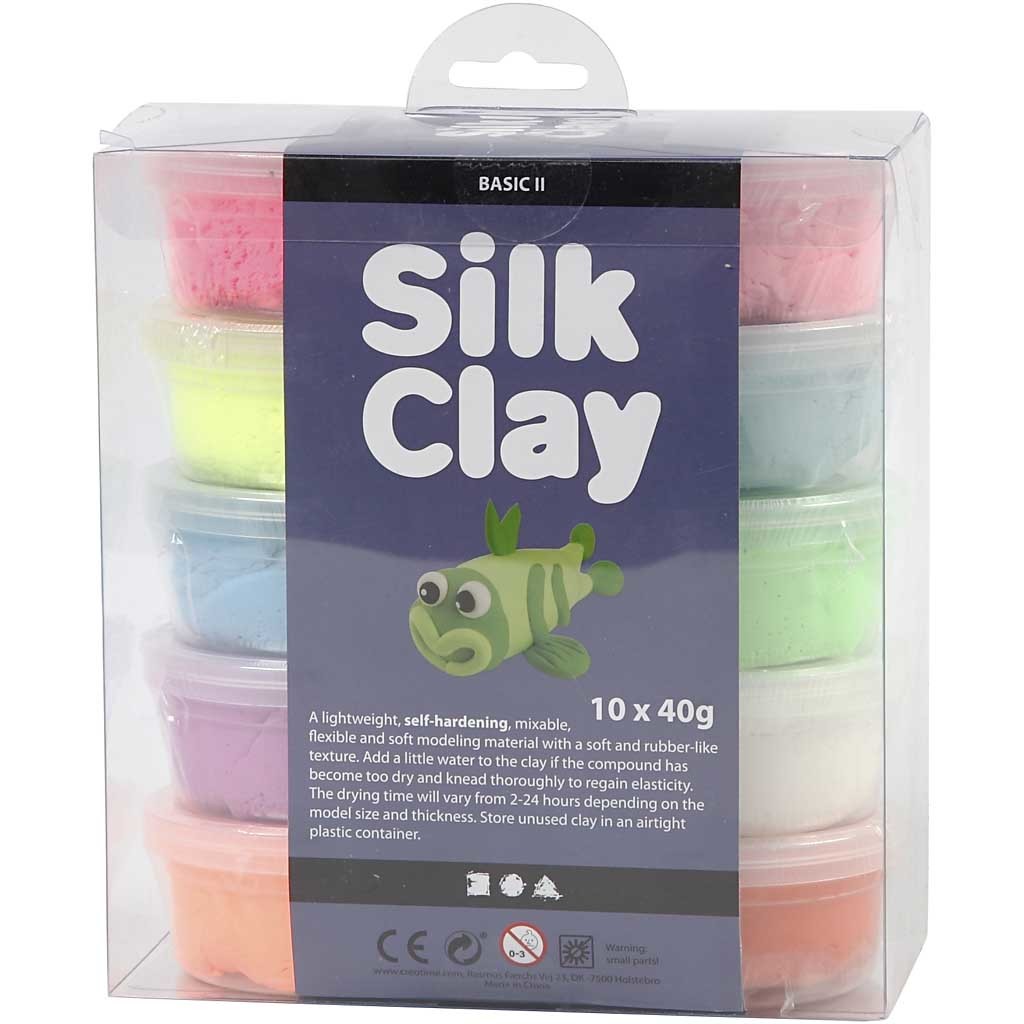 Silk Clay®, Basic 2, ass. de couleurs, 10x40 gr/ 1 Pq. [HOB-79146]