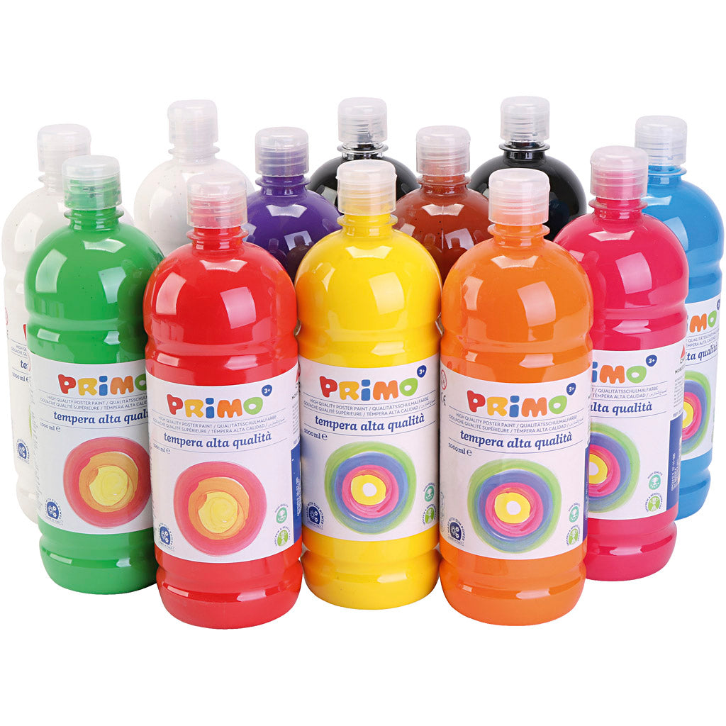 Tempera Paint Matte, matt, assorted colours, 12x1000 ml